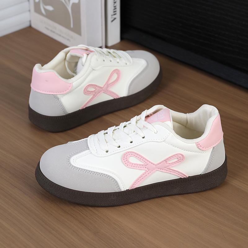 Cute Bowknot Sneakers for WomenSummer New Versatile NichechicThick-soled White Sneakers Loafers