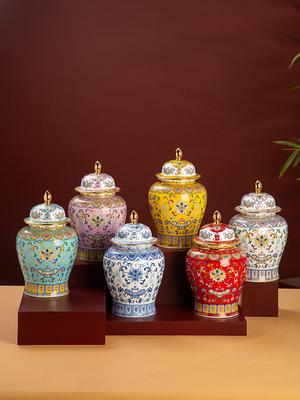 Keramik Vorratsdose Farbe Allgemeine Dose mit Deckel Multifunktional Schmuck Lebensmittel Medizinische Materialien Versiegelte Box Chinesische Antike Vase