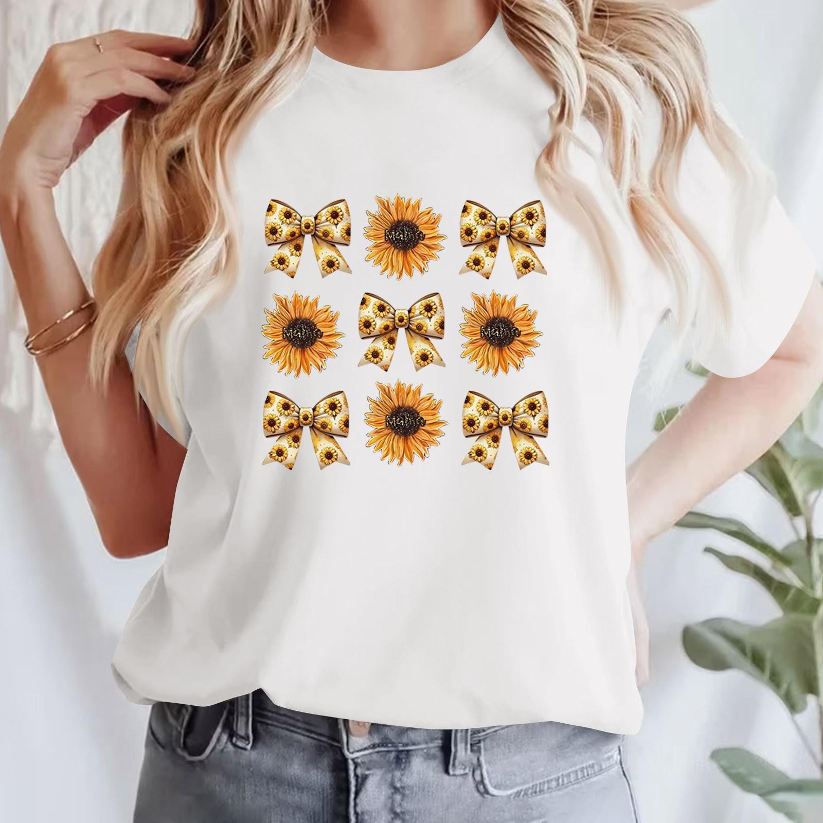 

Женская повседневная футболка с принтом, пуловер с круглым вырезом, топ с короткими рукавами XXXL белый