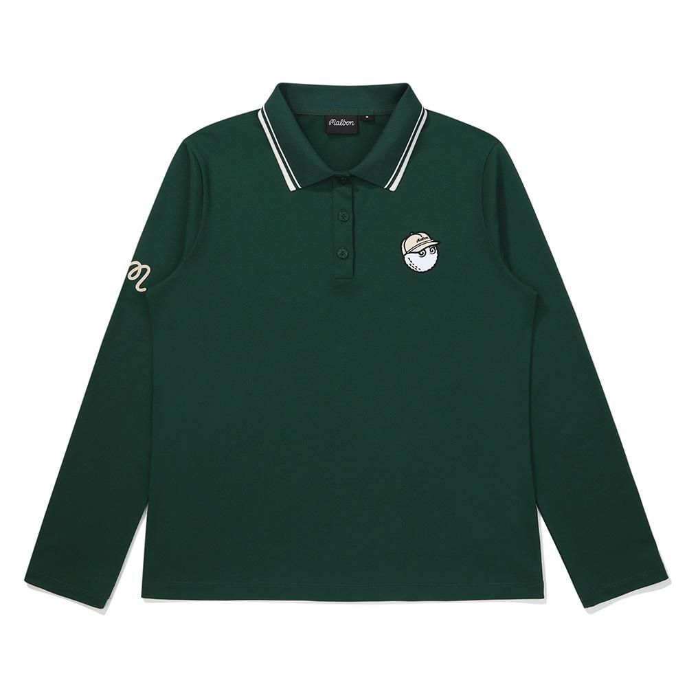 MALBON GOLF Women'S Slim Fit Collared Pique T-Shirt Green (Woman)