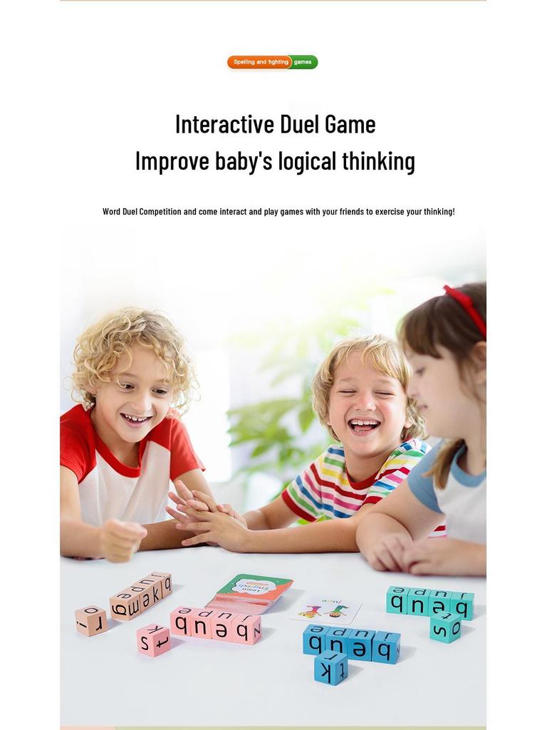 Montessori Spelling Card Game: Educational Toy with Face-Changing Blocks for Early English Learning