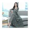 Korean Version of the New Autumn Big Swing Dress for Women's Medium and Long Styles, Thin Waist, Middle-aged Man, Mother Dress Long