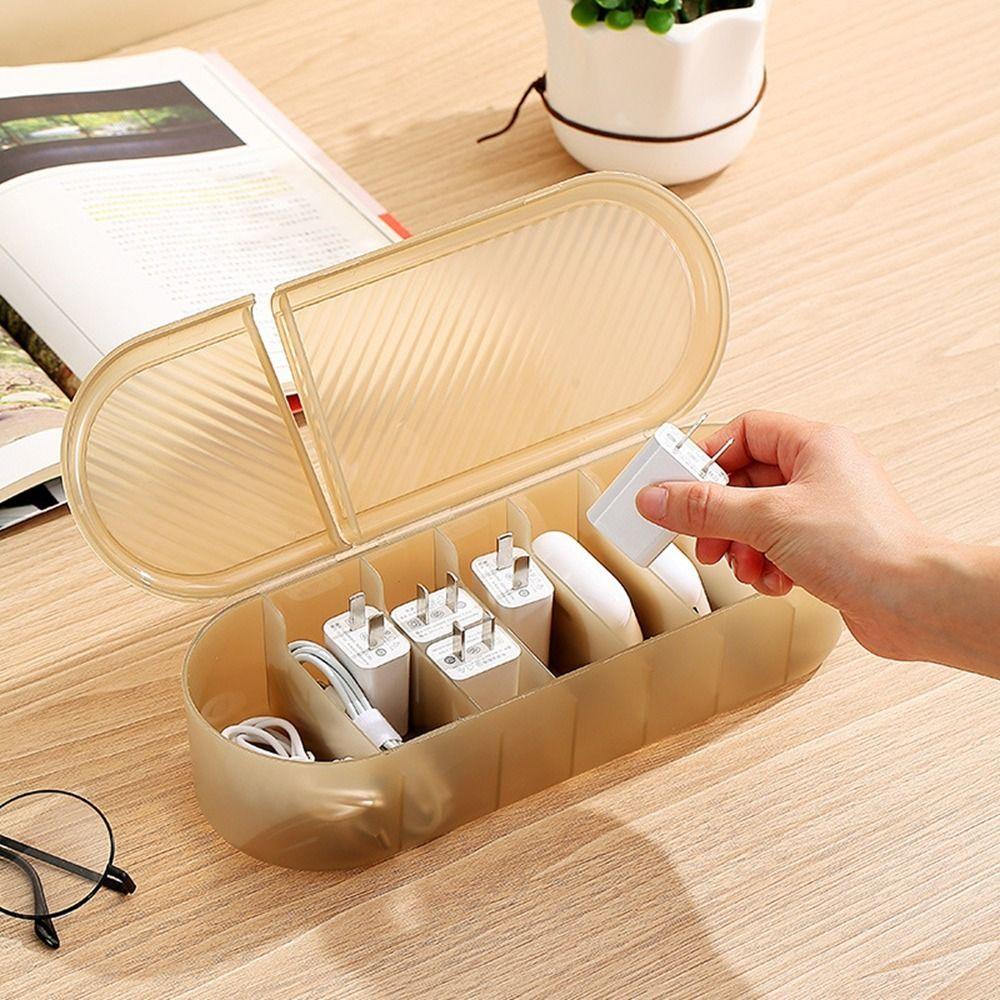 Large Capacity Data Line Storage Container Plastic Power Cord Sundries Organizer  Desktop