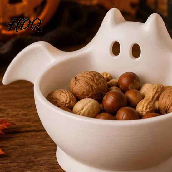 Cute Bat Shaped Dish Halloween Storage Bowl Candy Tray Spooky Home Seasonal Ornament Tabletop Ornament Multifunctional Decorative Snack Holder for
