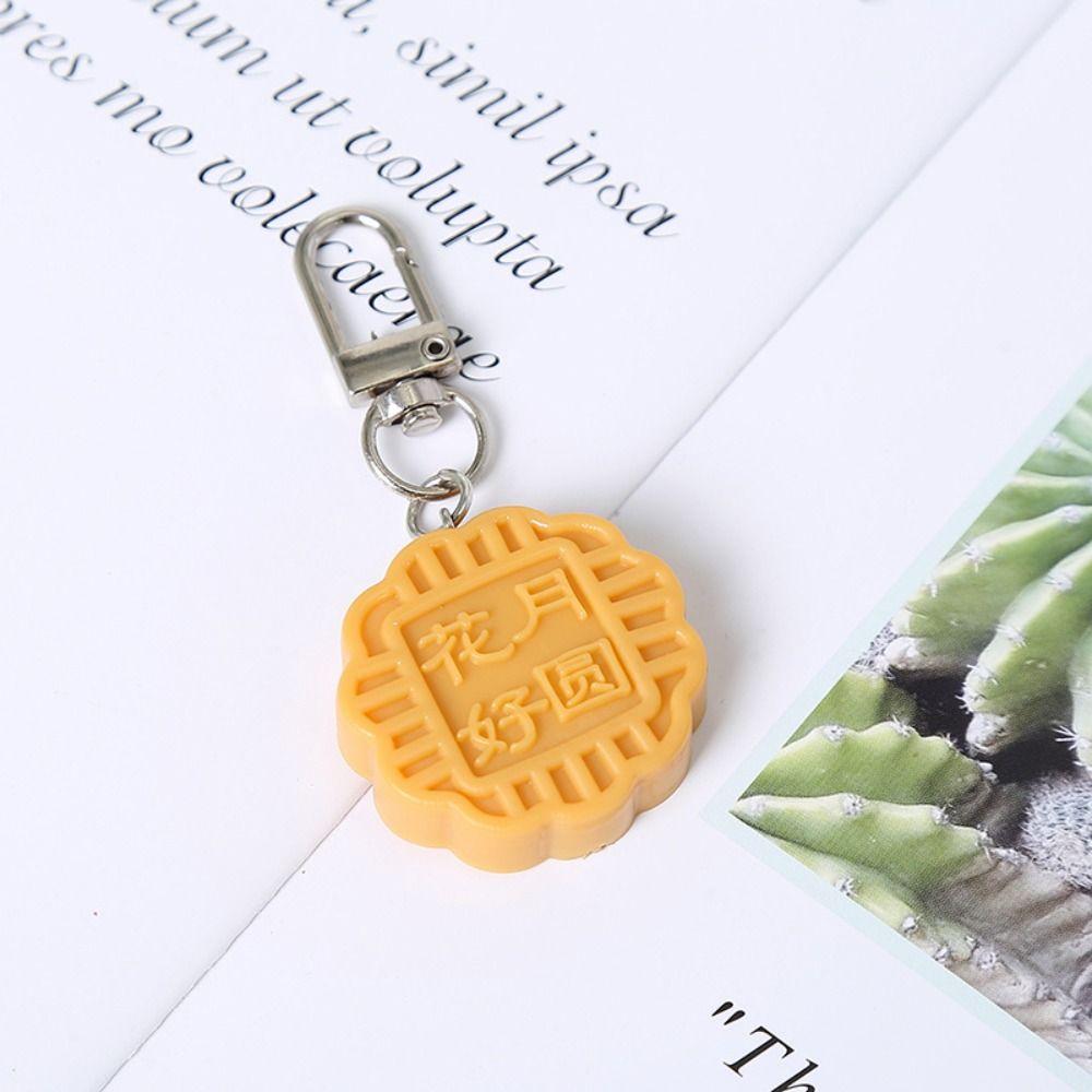 Cute Mooncake Pendant PVC Moon Cake Keyring Fashion Mid-Autumn Keychain  Backpack Decor