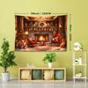 Christmas Tree and Fireplace Tapestry, Woven Polyester Wall Hanging, 90g Brushed Fabric with Animal Theme Graphic, Portrait Orientation, Decorative Wa