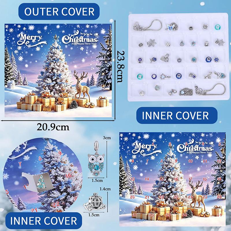 Weihnachts-Adventskalender Schmuckherstellungs-Set Mit Mehreren Thematischen Anhängern Für DIY Armbänder Und Halsketten Für Mädchen Weihnachtsgeschenke