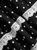 Sweetheart Patchwork Lace Trim Polka Dot Layered A-line Skirt