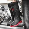 High Tube Rain Shoes Men's Non-slip Waterproof Fashion Medium Tube Rain Boots Warm Rubber Shoes Kitchen Work Long Tube Water Shoe Cover Shoes