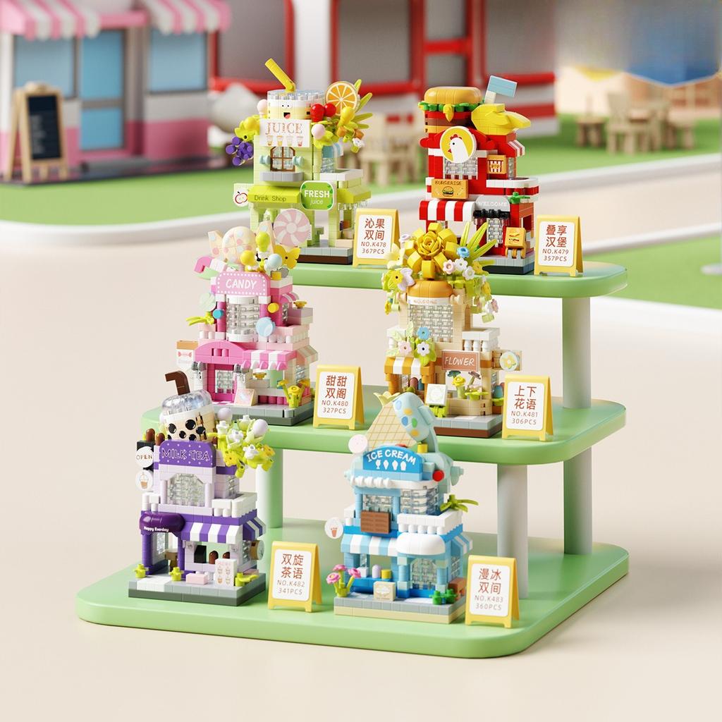 Moc Building Blocks Street View Moc Bricks Sets for Adults Boy Micro Construction Set Mini Food Truck Model Assembling Toy Gifts