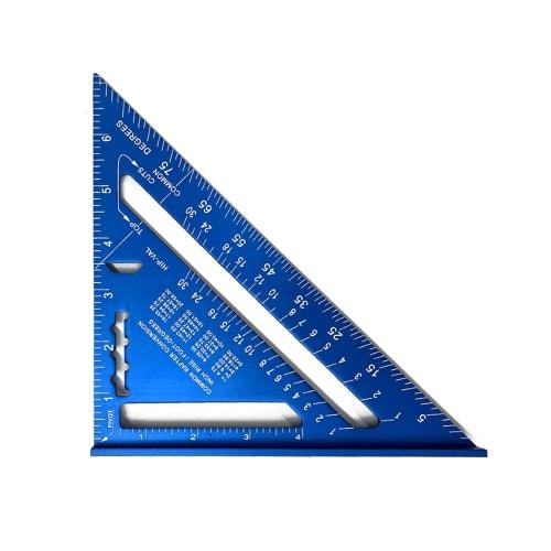18x18cm Aluminum Alloy Triangle Ruler for Woodworking, 0-90 Degrees, Circular Saw Ruler, Carpentry Tool, Surveying Supplies (Blue)