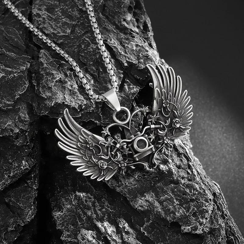 Retro Domineering Ouroboros Wrapped Around The Tree of Life Pendant Necklace Men's Personalized Punk Cool Casual Jewelry Gift