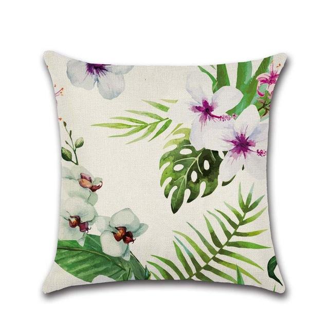 Tropische Pflanzen Kissenbezug Dekorative Kissenbezüge Flamingo-Druck Baumwolle Leinen Wurfkissenbezug Blumen Kissenbezug Zt169