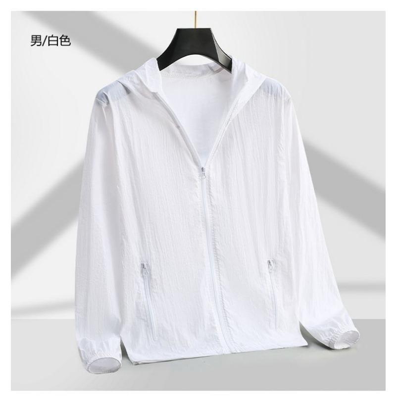 Thin Style Light Comfort Breathable Simple Sunscreen Ice Shreds Hooded Leisure Quick Drying Outdoors Men's Outerwear Summer