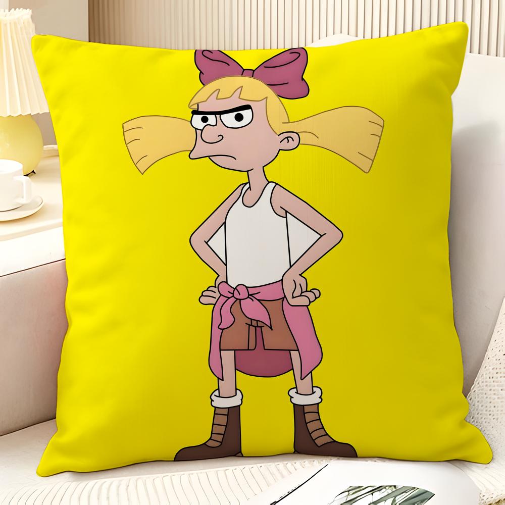 Federa per Cuscino Cartone Animato Anime H-Hey Arnolds 2 Lino Naturale Tessuto Biologico Stampa Double-Sided Divano Decorazione Casa Regalo Federa per Cuscino
