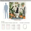 1Pc Greenery Cat Shower Curtain - Floral Pots Cartoon, Polyester, Washable, 12 Hooks, Animal Theme, Modern Bathroom Decor