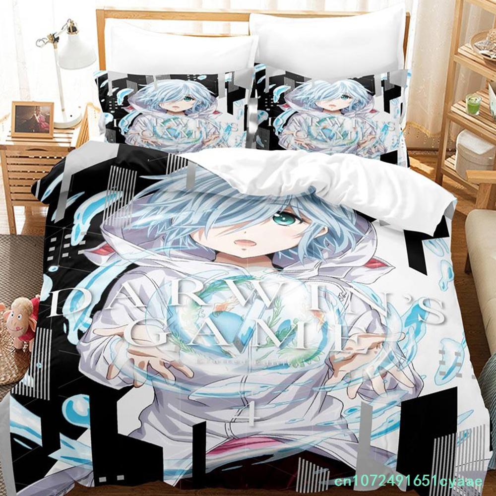 Darwin's Game Bedding Set Single Twin Full Queen King Size Bed Set Adult Kid Bedroom Duvetcover Sets Anime Kawaii