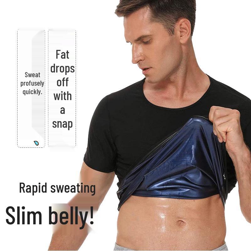

Men s Blue Short-Sleeve Sweat-Enhancing Body Shaper Vest for Running and Fitness. S/M