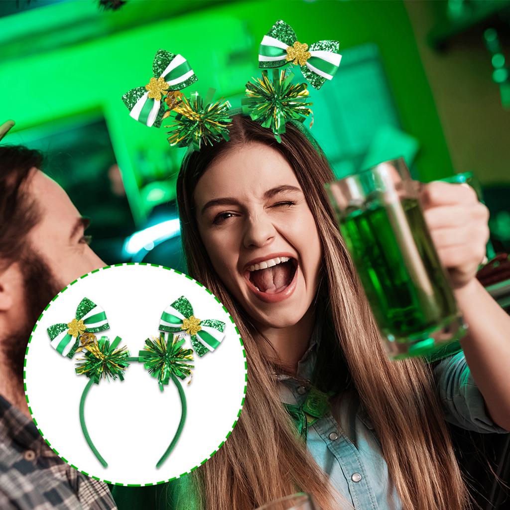 StPatricks Day HairHoop for Irish National Day Celebration Glittering Powder Headband for Theme Party Festival Gathering