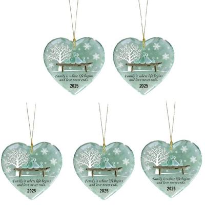 Coastal Styles Christmas Heart Decors Family Silhouettes Artwork Frosted Acrylic Wall Hanging Gift