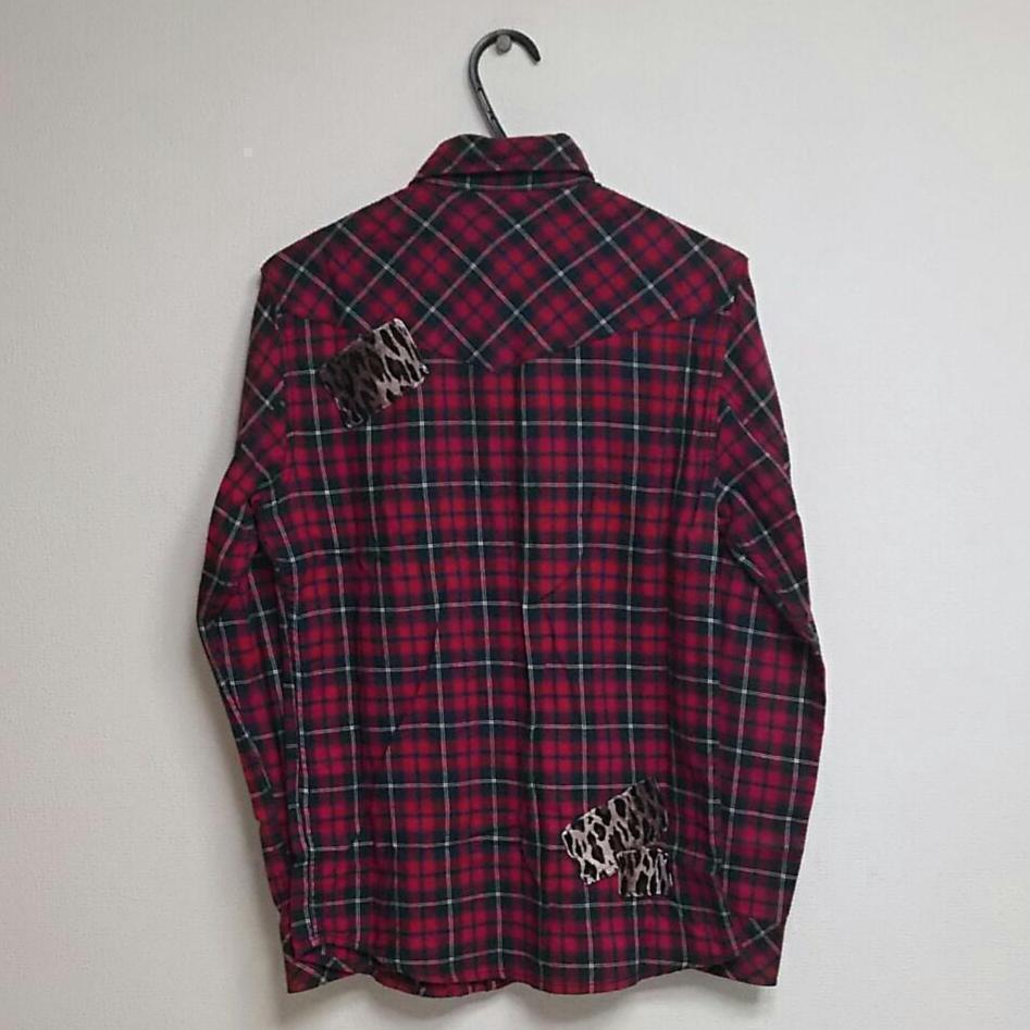[USED] For Y2K, Achieve, and K-pop! Valosh/Leopard Print Repair Check Shirt