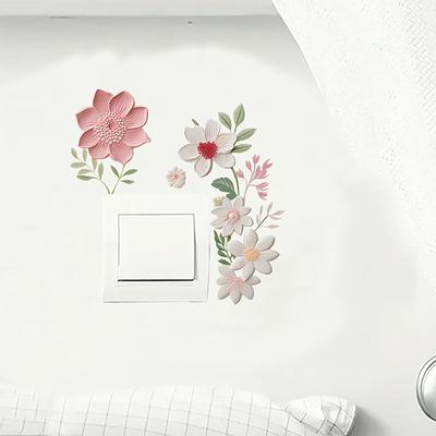 Flower Switch Sticker Removable Self-adhesive Waterproof PVC Living Room Bathroom Light Switch Wall Socket Outlet Decoration