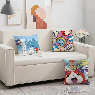 Y-Yo-kai W-Watch Game Cushion Cover Birthday Anniversary Gifts Double Sided Printed Zipper Cushion Cover Soft Skin Bedding