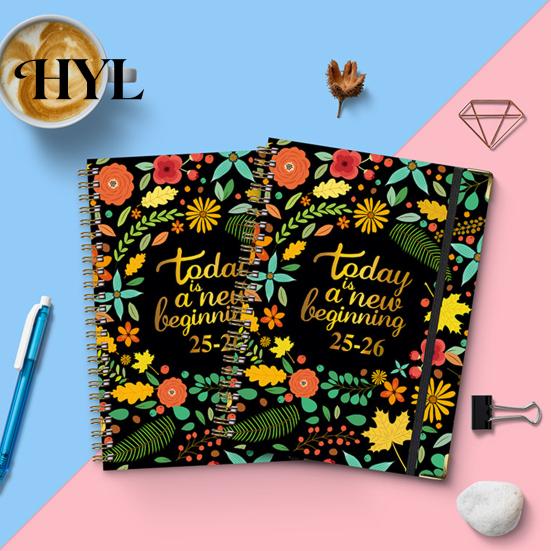 Small And Portable Planner 2025-2026 Jul 2025 - Jun 2026 12 Month Daily Weekly Monthly Exquisite Workmanship Calendar Floral Print Spiral Binding