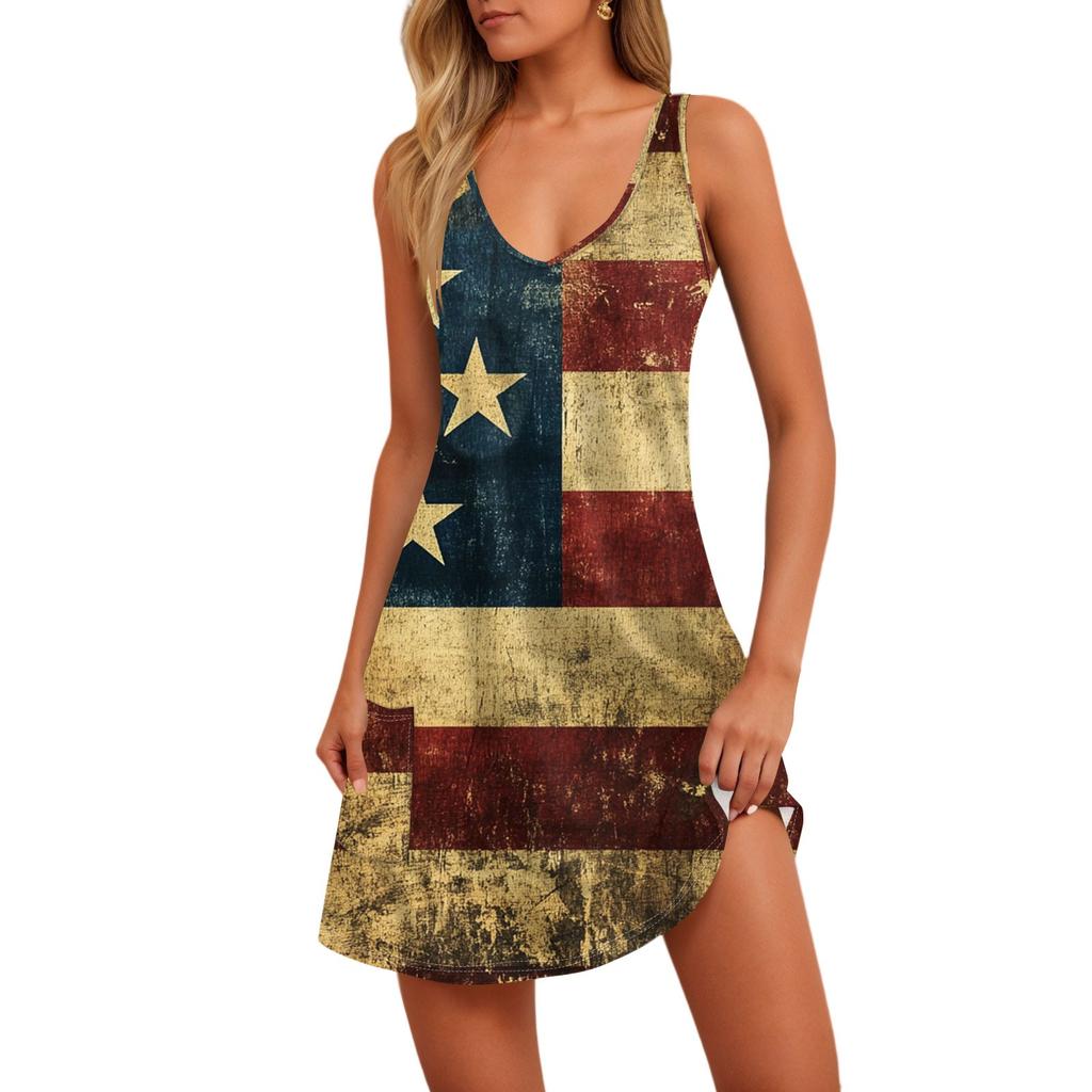 Women's Casual Sundress With Pockets Summer Boho Beach Dress Floral Blouses For Women T-Shirts Dress V Neck Loose Tank Dresses