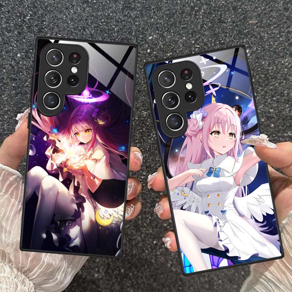 Blue Archive Misono Mika Glass Mobile Phone Case for Samsung Galaxy S26 S25 S24 S23 S22 S21 S20 Note20 Plus FE Ultra Colorful