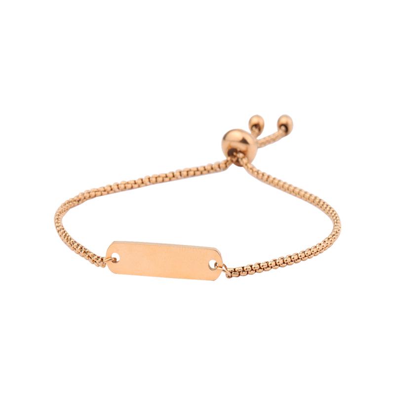 Adjustable Titanium Steel Engraveable Bracelet - Simple, Long Strip Design, Popular in Europe & America