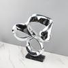 Creative Geometric Sculpture Abstract Electroplated Resin Decorative Ornaments Golden Hollowed-out Ribbon Home Decoration