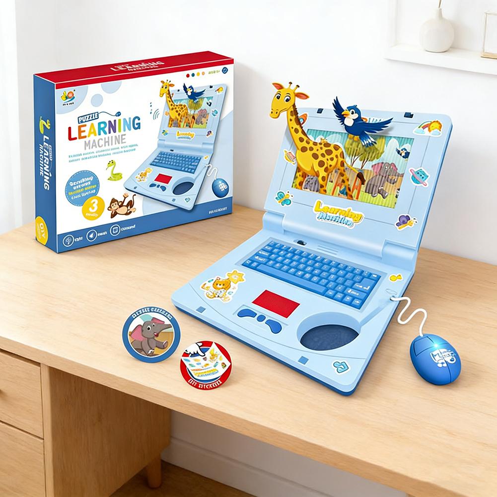 Kids Learning Computer With Music Cute Cartoon Design Attracts Kids. Home Preschool Learning Activities