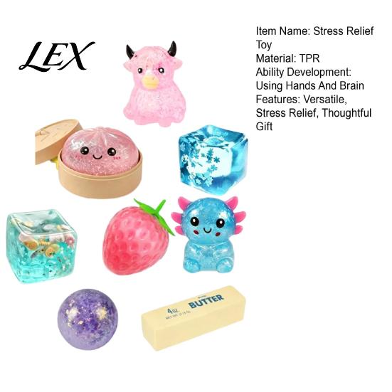 Safe Stress Relief Toy 8Pcs Sugar Squeeze Toys, Soft TPR Fidget Ball for Adults, Anxiety Calming Sensory Party Gift Relaxation For Adults