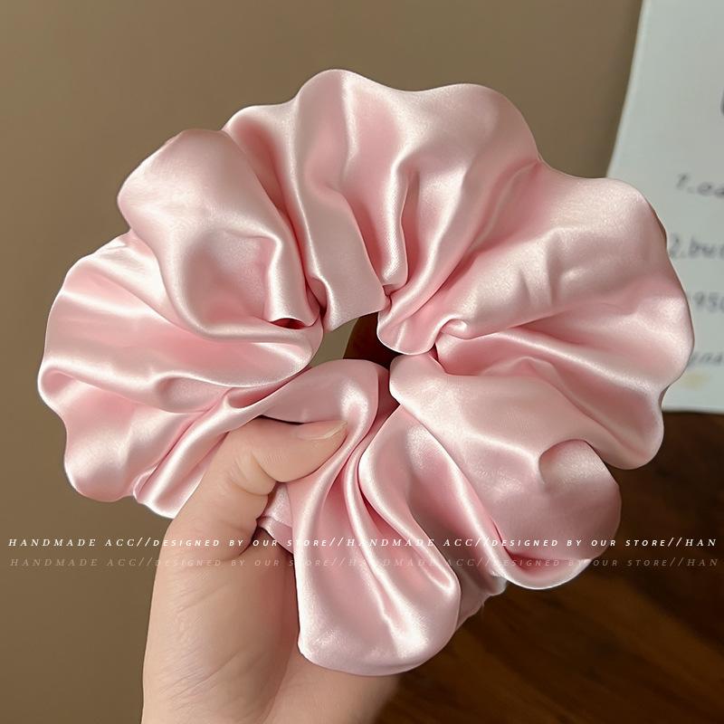 1Pc New Cream Glossy Pleated Large Intestine Hair Band Back Head Hair Rope Atmosphere Gentle Versatile Hair Accessories Women