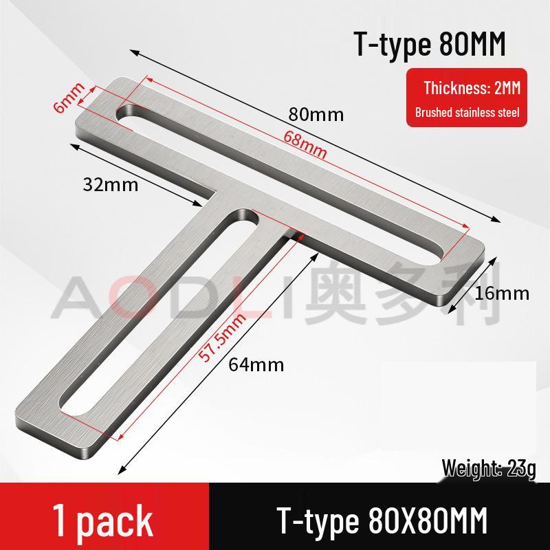 Stainless Steel 90° Movable L-Shaped Corner Bracket with Long Hole for Shelf Support