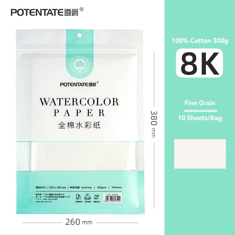 300g Cotton Watercolor Paper 8k/16k/32k Fine/Medium/Coarse Texture for Oil Stick Color Pencil Sketch Watercolor Gouache Postcard