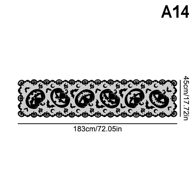 Spooky Halloween Table Runner Black Lace Spider Web Design Tablecloth Fireplace Scarf Haunted House Decor Party Decoration
