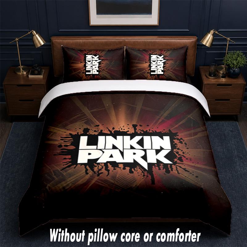 Linkin Park Design Bed Bedding Set 1 Duvet Cover + 2 Pillowcases Soft Breathable Household Bed Linens