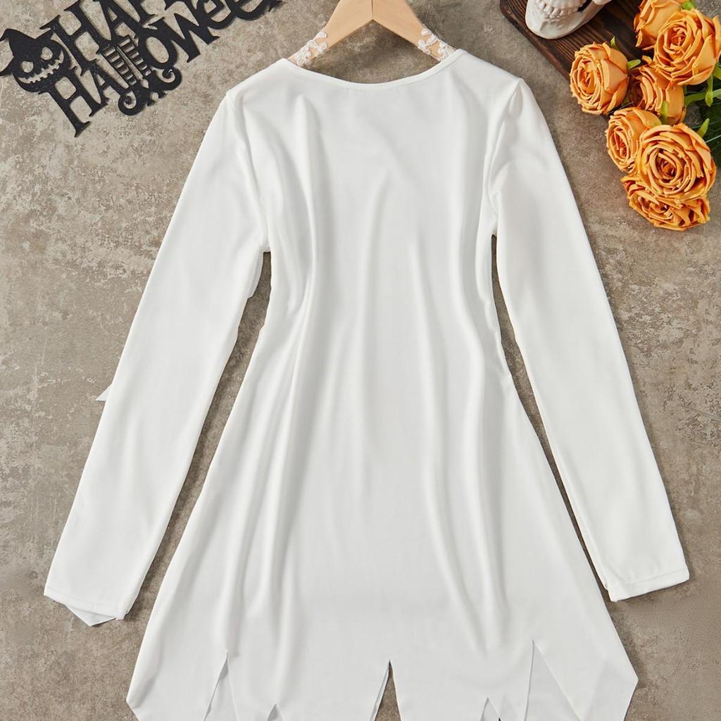 Cross-Border European & American Sexy Halloween White Ghost Dress Costume for Women