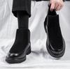 Fashion 2025 Men's Leather Chelsea Boots Black British Style Business Dress Shoes Thick Bottom Chelsea Boots Male Fashion Casual Shoes