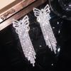 Luxuriöse glitzernde Strass Ohrringe mit langen Fransen und Schleife