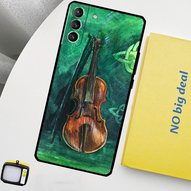 Music Violin Phone Case For Samsung Galaxy S25 Ultra S20 S21 S22 S23 Plus S24 Ultra S9 S10 S25 FE Cover