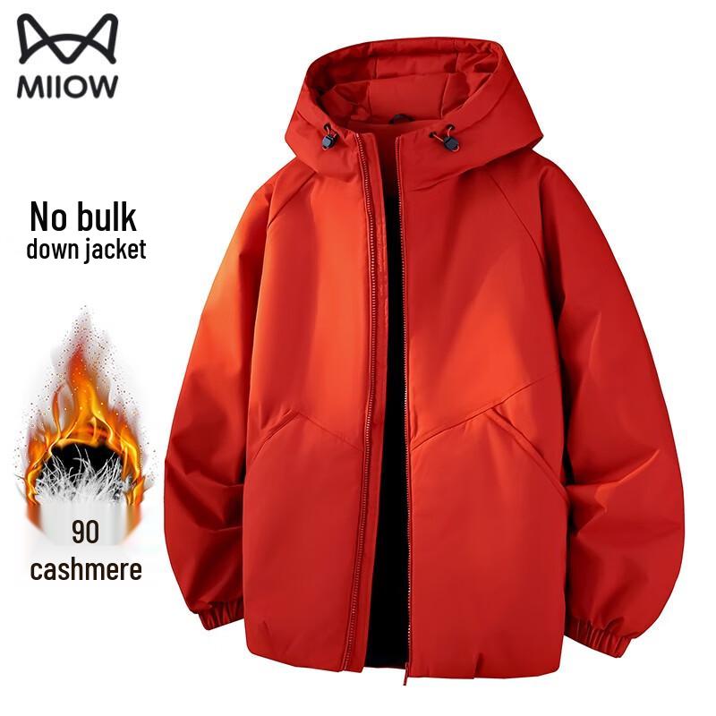 MiiOW Men s Loose Hooded White Duck Down Jacket S