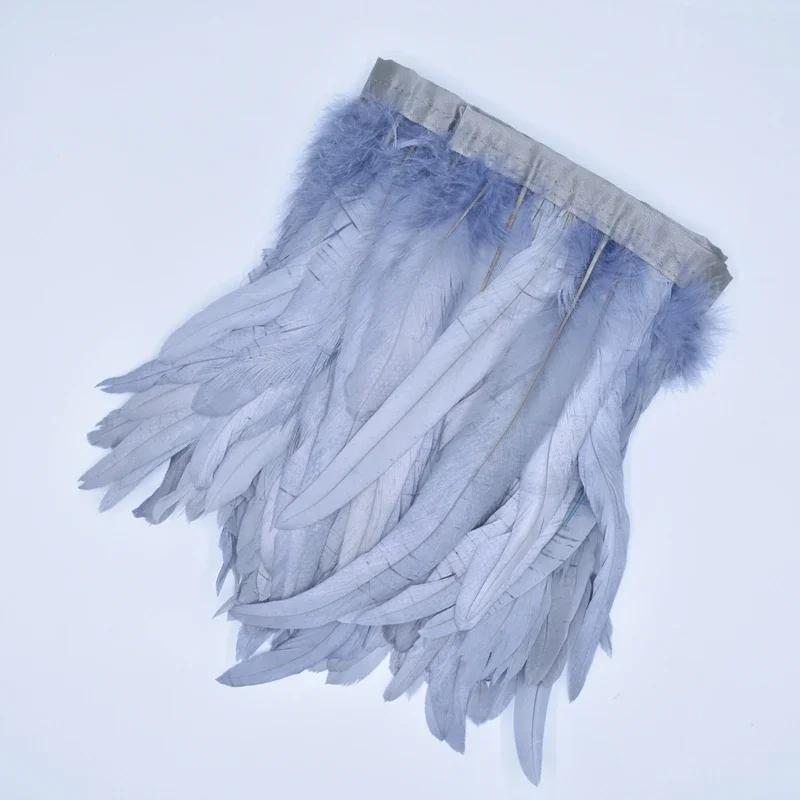 2Meters Rooster Feathers on Tape Trim Tassel Fringe Ribbon White Black Cock Pheasant Chicken Feather Costume Clothing Decoration