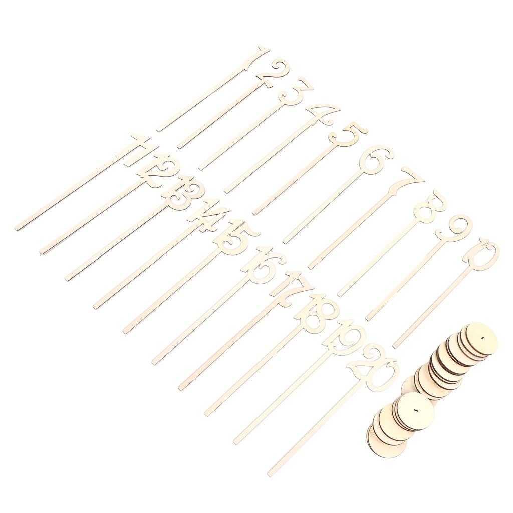 Dřevěná čísla stolů 1 až 20 Retro styl DIY výroba Opakovaně použitelná Snadné čištění Topolová čísla stolů