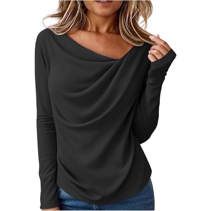 2026 European Solid Color Long Sleeve Women's Autumn Winter Top