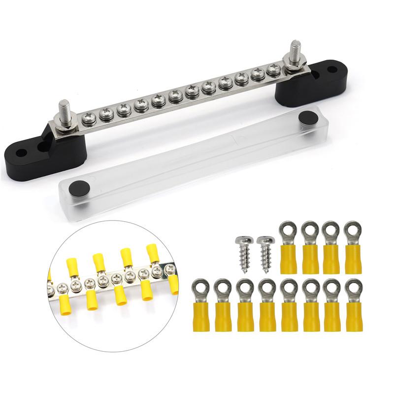 

Подвійна шина загального призначення 100A з 12 клемами Болт: Основа з латуні з лудженим покриттям: Вогнетривкі пластикові автомобільні човнові аксесуари чорний