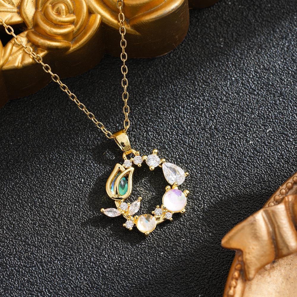 Tulip Heart Constellation Necklace with Zirconia - Women s Internet Celebrity Style
