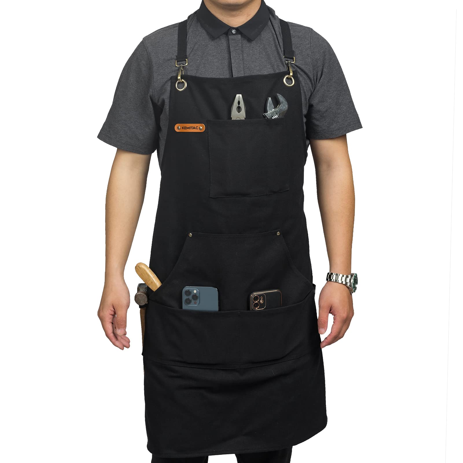

[KEMITAC] Work Apron for Men - Gardening, Welding, Outdoor, Waterproof, Adjustable, Camping, Childcare, Adult, Business, Home, Cooking